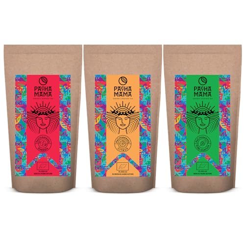 Dreierpack Guayusa Pachamama | Guayusa Pachamama Energia, Citrus und Pure | Traditioneller Guayusa-Tee, mit Zitrusfrüchten und mit Guarana | Bio Ilex guayusa | Natürliches Koffein | 1250g | 1,25kg von PACHAMAMA