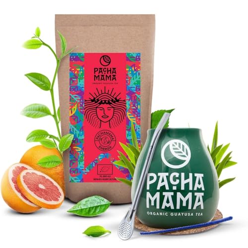 Pachamama Guayusa Tee Zubehör Set 100g | Pachamama Energia 0,1kg | Bio Ilex Guayusa aus Ecuador| Schwester von Yerba Mate Tee | Kalebasse | Bombilla von PACHAMAMA