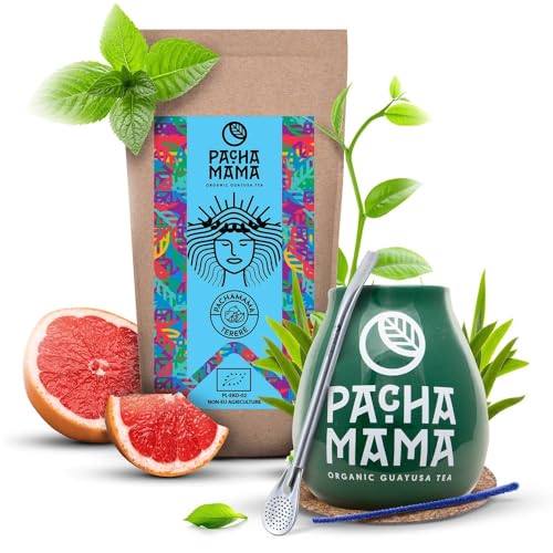 Pachamama Guayusa Tee Zubehör Set 100g | Pachamama Terere 0,1kg | Bio Ilex Guayusa aus Ecuador| Schwester von Yerba Mate Tee | Kalebasse | Bombilla von PACHAMAMA