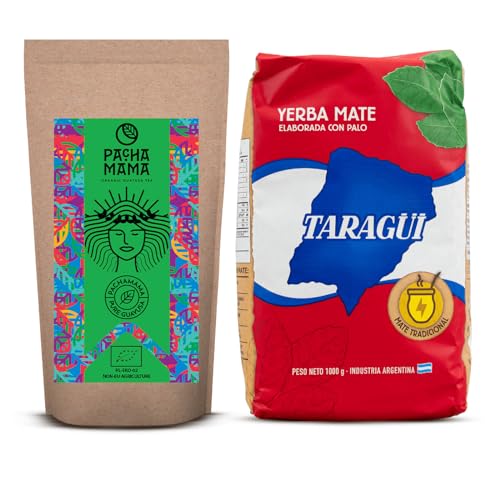 Set aus Mate Tee und Guayusa | Taragui con Palo Elaborada | Guayusa Pachamama Pure | Klassisch, ohne Zusatzstoffe | Natürliches Koffein | Kaffeealternative | Traditionelle indische Aufgüsse | 1500g von PACHAMAMA