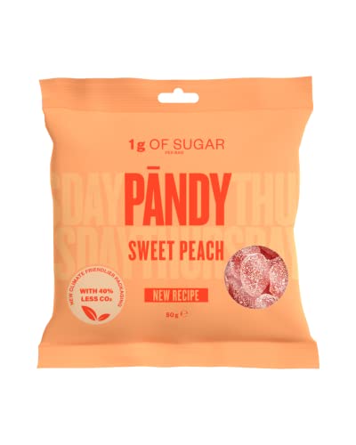 PANDY Candy Sweet Peach – Gummibonbonbeutel, nur 1 g Zucker und 80 Kalorien, 14 x 50 g von PÄNDY