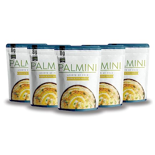 NEW!! Palmini Low Carb Butter & Herb Mashed |8g of Net Carbs | 70 Calories Per Serving | Ready-to-Eat | (226g Pouch (Pack of 6)) von PALMINI