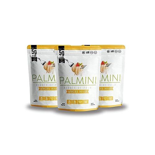Palmini Angel Hair Pasta – Spaghetti - Palm Herzen - kalorienarm - Low Carb - Keto - Vegan | GVO-frei - Glutenfrei - Zuckerfrei - 338g | (3er Packung) von PALMINI