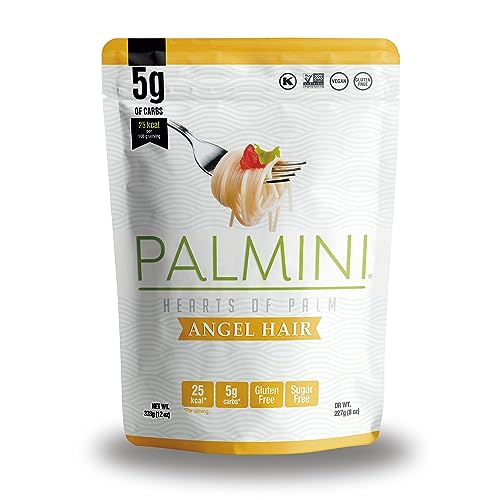 Palmini Angel Hair Pasta – Spaghetti - Palm Herzen - kalorienarm - Low Carb - Keto - Vegan | GVO-frei - Glutenfrei - Zuckerfrei - 338g von PALMINI