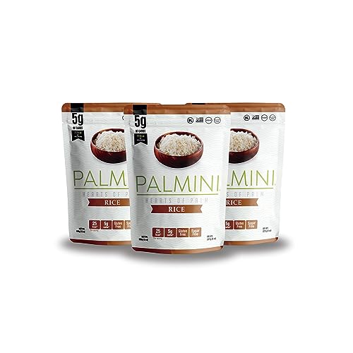 Palmini Reis – Palm Herzen - kalorienarm - Low Carb - Keto - Vegan | GVO-frei - Glutenfrei - Zuckerfrei - 338g | (3er Packung) von PALMINI