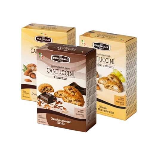 Pan Ducale - Cantuccini mit Mandeln, Schokolade und Moscatello - Traditionelle italienische Knusperkekse - 3 x 200 g von PAN DUCALE