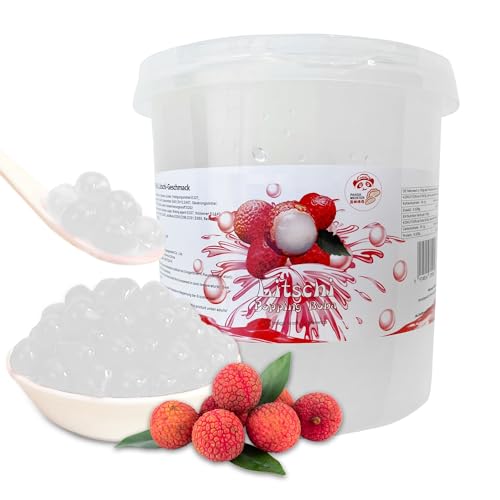 3KG Bubble Tea Perlen Litschi - Bubbletea Boba Perlen Set - Natur&Vegan- Bubble Tea Perlen Bubbles - Super Ideen zum Selber Machen Bubble Tea und Fantastische Boba Partys von PANDA MEISTER