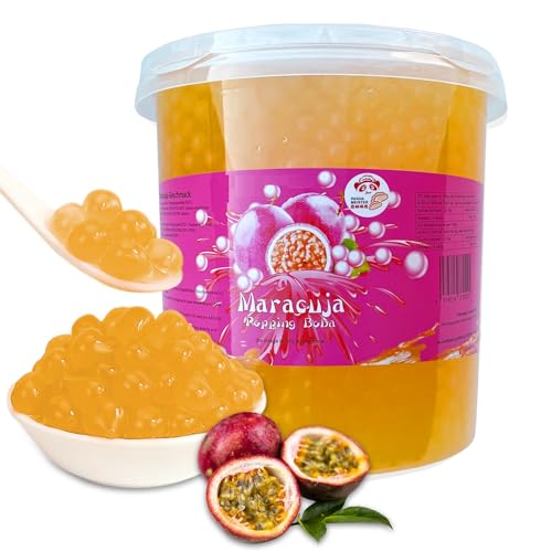 3KG Bubble Tea Perlen Maracuja - Bubbletea Boba Perlen Set - Natur&Vegan- Bubble Tea Perlen Bubbles - Super Ideen zum Selber Machen Bubble Tea und Fantastische Boba Partys von PANDA MEISTER