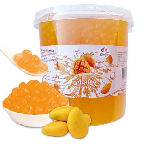 3KG Bubble Tea Perlen Mango - Bubbletea Boba Perlen Set - Natur&Vegan - Bubble Tea Perlen Bubbles - Super Ideen zum Selber Machen Bubble Tea und Fantastische Boba Partys von PANDA MEISTER