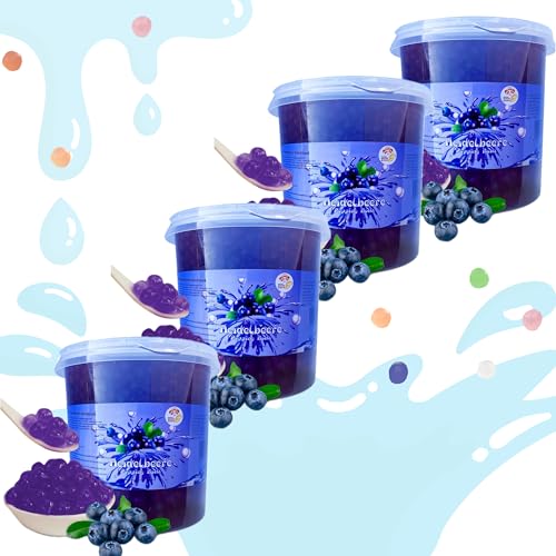 4x3KG Bubble Tea Perlen Blaubeere - Bubbletea Boba Perlen Set - Natur&Vegan - Bubble Tea Perlen Bubbles - Super Ideen zum Selber Machen Bubble Tea DIY und Fantastische Boba Partys von PANDA MEISTER