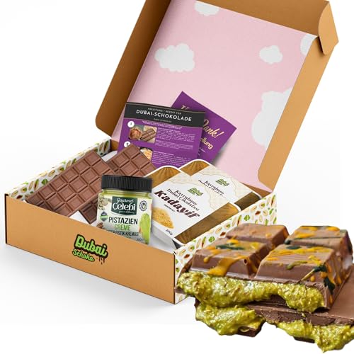 Dubai Schokolade Set - Dubaischokolade zum Selbermachen - Dubai-Schokoladen Pistazie Pistaziencreme Kunafeh, Dubai Cikolata Kadaif, Baklava, Kadayif Teigfäden, Snackbox von PAPYRUSLY