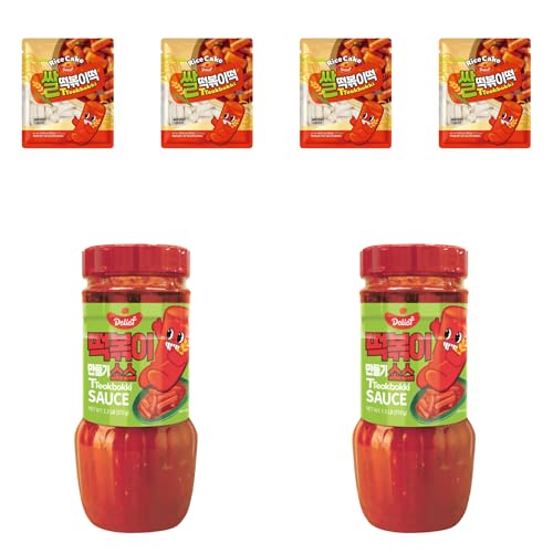 Reiskuchen Paket | 2x Delief Tteokbokki Sauce & 4x Delief Ricecakes | M-Paket | Alles für ein leckeres Gericht aus Korea von PARTHIAN-GROUP