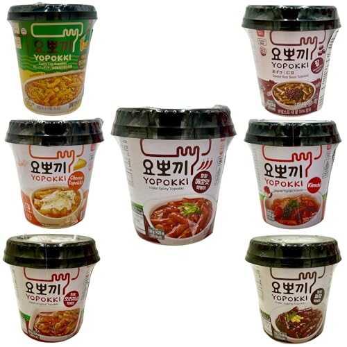 Reiskuchen | Youngpoon Yopokki Probierpaket (7x) | Original, Kimchi, Curry, Süße Bohnen, Käse, Spicy, Jjajang | Leckeres Topokki aus Korea von PARTHIAN-GROUP