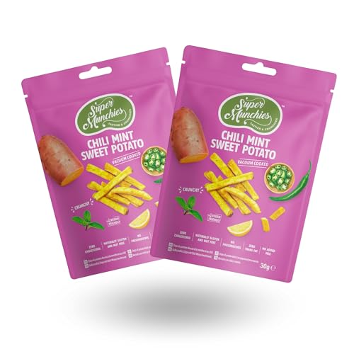 Super Munchies Chilli Mint Sweet Potato (2x30g) | Vakuumgekochte Chips | Vegan | Ohne: Transfette, Gluten, Nuss, Cholesteron, zusätzlichen Zucker von PARTHIAN-GROUP