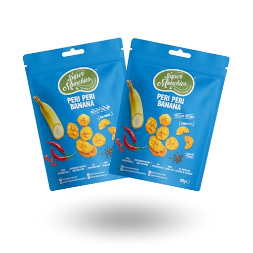 Super Munchies Peri Peri Banana (2x30g) | Vakuumgekochte Chips | Vegan | Ohne: Transfette, Gluten, Nuss, Cholesteron, zusätzlichen Zucker von PARTHIAN-GROUP