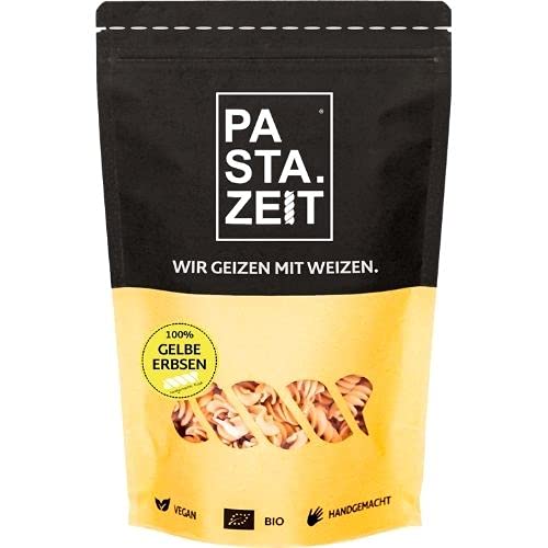 PASTAZEIT Bio Gelbe Erbsennudeln - Fusilli Protein Pasta - High Protein Noodle - Eiweiß Pasta - Ideal für Sportler - wenig Kohlenhydrate - vegetarisch, vegan (3x 250g) von PASTAZEIT