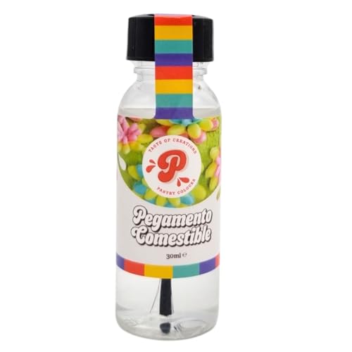 PASRTY COLOURS, Essbarer Kleber, Perfekt zum Aufkleben von Fondant, Essbare Backdekorationen für Torten oder Süßwaren, Einfache Anwendung mit Dosierpinsel, 30 Ml von PASTRY COLOURS