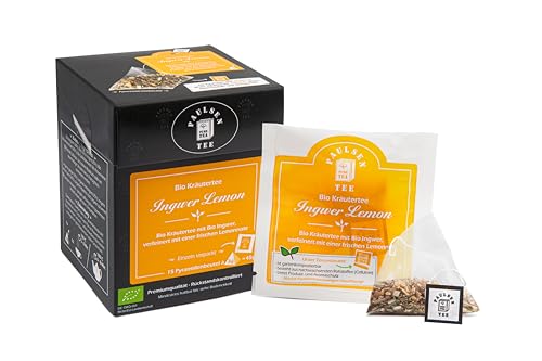 Bio Ingwer Lemon 15 x 3g, einzeln kuvertiert, Paulsen Tee Kräutertee im Pyramidenbeutel - Bio, rückstandskontrolliert & zertifiziert von PAULSEN TEE PURE TEA