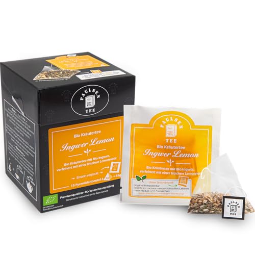 Bio Ingwer Lemon 15 x 3g, einzeln kuvertiert, Paulsen Tee Kräutertee im Pyramidenbeutel - Bio, rückstandskontrolliert & zertifiziert von PAULSEN TEE PURE TEA