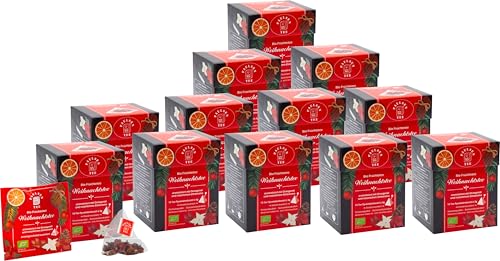 Bio Weihnachtstee - Früchtetee Box 15 Tee Pyramiden á 3g einzeln kuvertiert, 12 Geschenkboxen von PAULSEN TEE PURE TEA