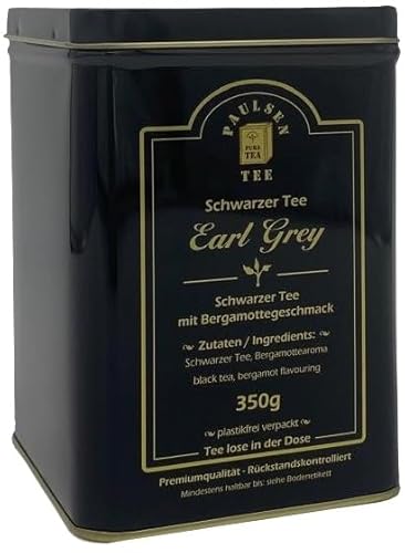 Earl Grey, Paulsen schwarzer Tee mit Bergamotte Aroma 350g in einer für Lebensmittel geeigneten Dose von PAULSEN TEE PURE TEA