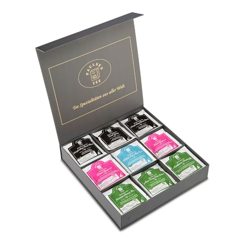 Exklusive Bio-Tee Geschenkbox mit Schwarzen, grünen, weißen Tees 45 Pyramiden, einzeln kuvertiert von PAULSEN TEE PURE TEA