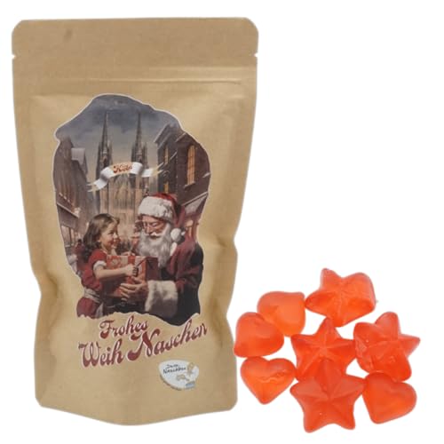 Bescherung Motivbeutel | Gefüllt mit 150g Fruchtgummi Glühweinsternen & Herzen von PE ÄM