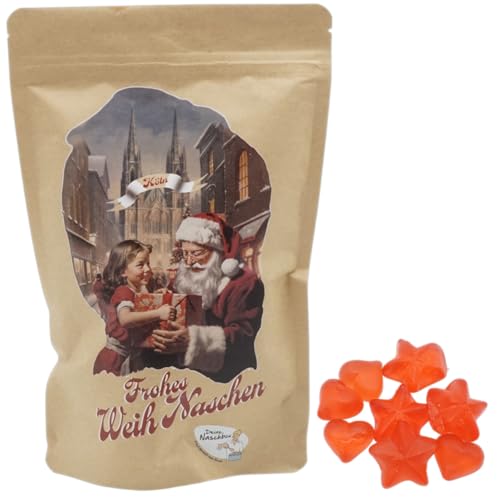 Bescherung Motivbeutel | Gefüllt mit 450g Fruchtgummi Glühweinsternen & Herzen von PE ÄM