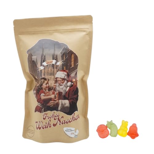 Bescherung Motivbeutel | Gefüllt mit 800g Fruchtgummi Weihnachtsmischung von PE ÄM