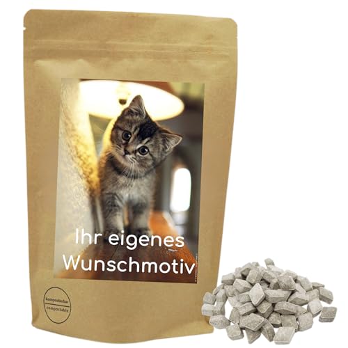 Deine Naschbox | Naschbeutel mit eigenem Motiv | kompostierbar | Größe L | gefüllt mit 800g Salmiak Lakritz Diamanten - Würzig - Aromatisch von PE ÄM