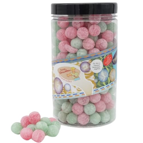 Deine Naschbox | Saure Bonbon Kugeln | 1kg Pot | XL Großpackung für Party, Candybar & als Geschenk - 2 Sorten Mix - Erdbeere & Apfel von PE ÄM