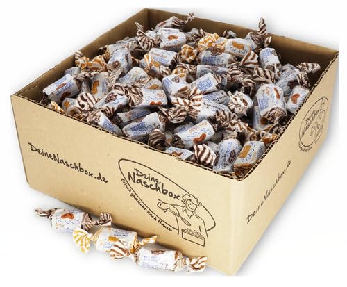 Deine Naschbox | Zuckerfreie Caribbean Creme Toffees | 1,25kg lose im Karton | XXL Pack - Karamell Schoko Kaffeesahne - ohne zusätzliche Umverpackung von PE ÄM