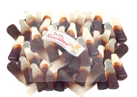 Deine Naschbox | Zuckerfreie Fruchtgummi Cola Fläschchen | 1kg Nachfüllbeutel | Minimale Verpackung 100% recyclebar - XL Großpackung - Gelatinefrei von PE ÄM