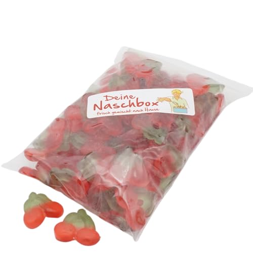 Deine Naschbox | Zuckerfreie Fruchtgummi Kirschen | 500g Nachfüllbeutel | Minimale Verpackung 100% recyclebar - Großpackung - Saftig, fruchtig & süß von PE ÄM