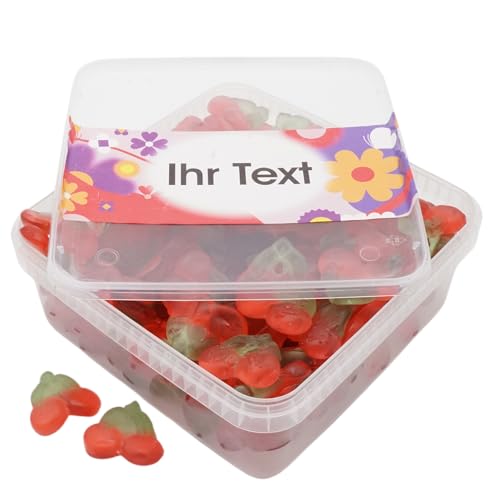 Deine Naschbox | Zuckerfreie Fruchtgummi Kirschen | Personalisierbar | 1kg Naschbox | XL Großpackung - Motive für viele Gelegenheiten - Geschenk von PE ÄM