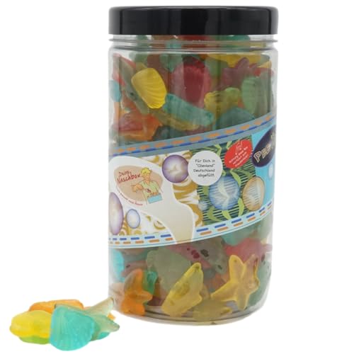 Deine Naschbox | Zuckerfreie Fruchtgummi Meeresfrüchte | 1kg Pot | XL Großpackung für Party, Candybar & als Geschenk - Fruchtige Mischung von PE ÄM