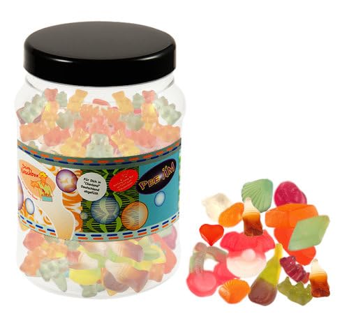 Deine Naschbox | Zuckerfreier Frucht & Weingummi Mix | 1kg Pot | XXL Packung für Party, Candybar & als Geschenk - 10 Sorten - Bunte Mischung von PE ÄM