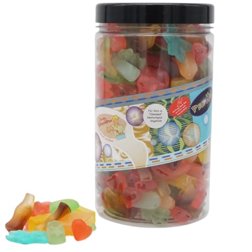 Deine Naschbox | Zuckerfreier Frucht & Weingummi Mix | 1kg Small Pot | XL Großpackung - 5 Sorten - für Party, Candybar & als Geschenk - Cola & Frucht von PE ÄM