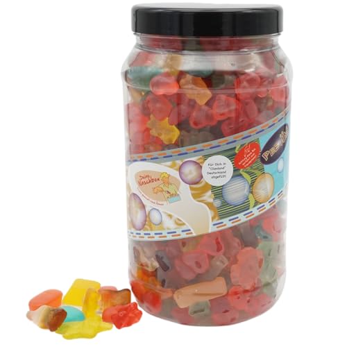 Deine Naschbox | Zuckerfreier Frucht & Weingummi Mix | 2kg Big Pot | XXL Großpackung - 5 Sorten - für Party, Candybar & als Geschenk - Cola & Frucht von PE ÄM