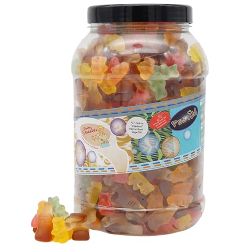 Deine Naschbox | Zuckerfreier Fruchtgummi 2er Mix#1 | 2kg Big Pot | XXL Großpackung für Party, Candybar & als Geschenk - Bärchen - Cola Fläschchen von PE ÄM