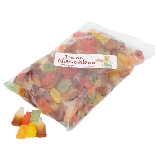 Deine Naschbox | Zuckerfreier Fruchtgummi 2er Mix#1 | 500g Nachfüllbeutel | Minimale Verpackung 100% recyclebar - XL Pack - Bärchen - Colafläschchen von PE ÄM