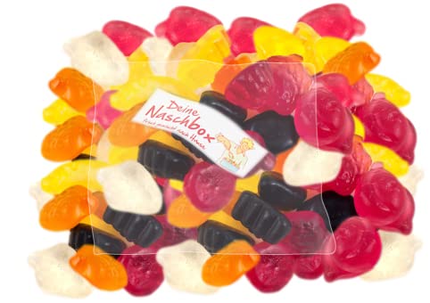 Deine Naschbox | Zuckerfreier Fruchtgummi Früchte Cocktail | 1kg Nachfüllbeutel | Minimale Verpackung 100% recyclebar - XL Packung - Saftiger Nasch Mix von PE ÄM