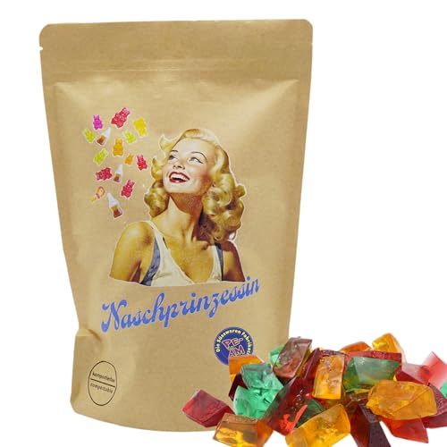 PE ÄM | Naschbeutel mit tollen Motiven | kompostierbar | Größe M | gefüllt mit 450g PE ÄM - Zuckerfreiem Fruchtgummi M'Ecks 5er Mix | Süß & Saftig von PE ÄM