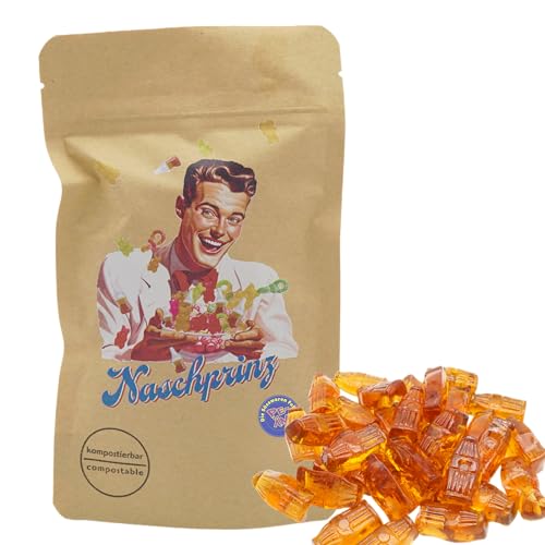 PE ÄM | Naschbeutel mit tollen Motiven | kompostierbar | Größe S | gefüllt mit 150g PE ÄM - Zuckerfreiem Fruchtgummi Colafläschchen | Aromatisch von PE ÄM