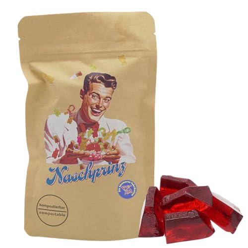 PE ÄM | Naschbeutel mit tollen Motiven | kompostierbar | Größe S | gefüllt mit 150g PE ÄM Zuckerfreien Fruchtgummi Kirsch M'Ecks | Premiumfruchtgummi von PE ÄM