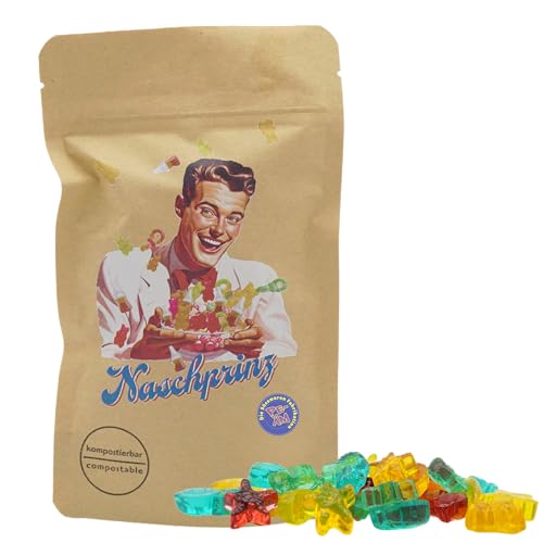 PE ÄM | Naschbeutel mit tollen Motiven | kompostierbar | Größe S | gefüllt mit 150g PE ÄM - Zuckerfreien Fruchtgummi Meerestiere Mix | Fruchtig von PE ÄM