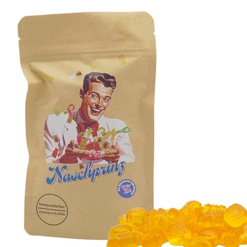 PE ÄM | Naschbeutel mit tollen Motiven | kompostierbar | Größe S | gefüllt mit 150g PE ÄM - Zuckerfreien Fruchtgummi Orange Meerestieren | Fruchtig von PE ÄM