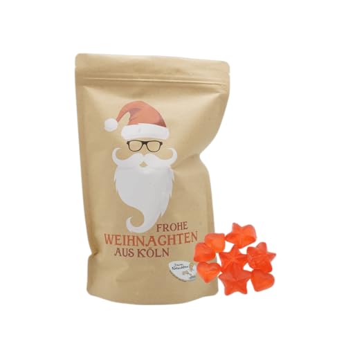 Santa Cool Beutel |Gefüllt mit 800g Fruchtgummi Glühweinsternen & Herzen von PE ÄM