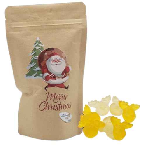 Weihnachtsmann Motivbeutel |Gefüllt mit 150g Fruchtgummi Eierpunsch Elchen von PE ÄM