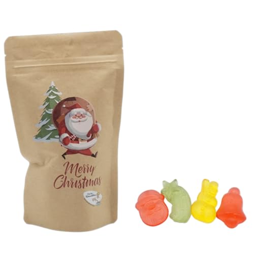 Weihnachtsmann Motivbeutel |Gefüllt mit 150g Fruchtgummi Weihnachtsmischung von PE ÄM